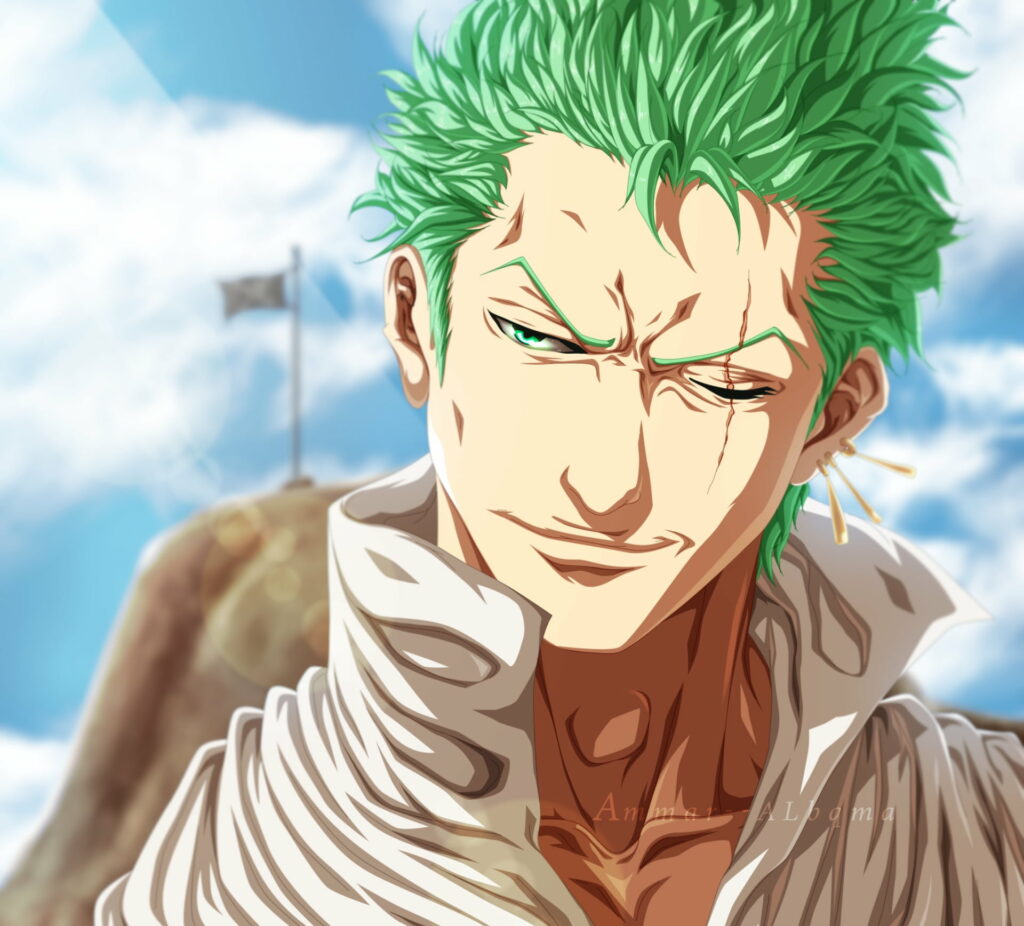 The Unwavering Grin: Zoro's Smile Illuminating the HD Wallpaper Background in One Piece
