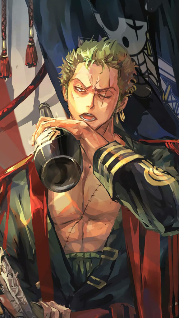 Zoro's Spirited Journey: Captivating Digital Art in 4K Wallpaper