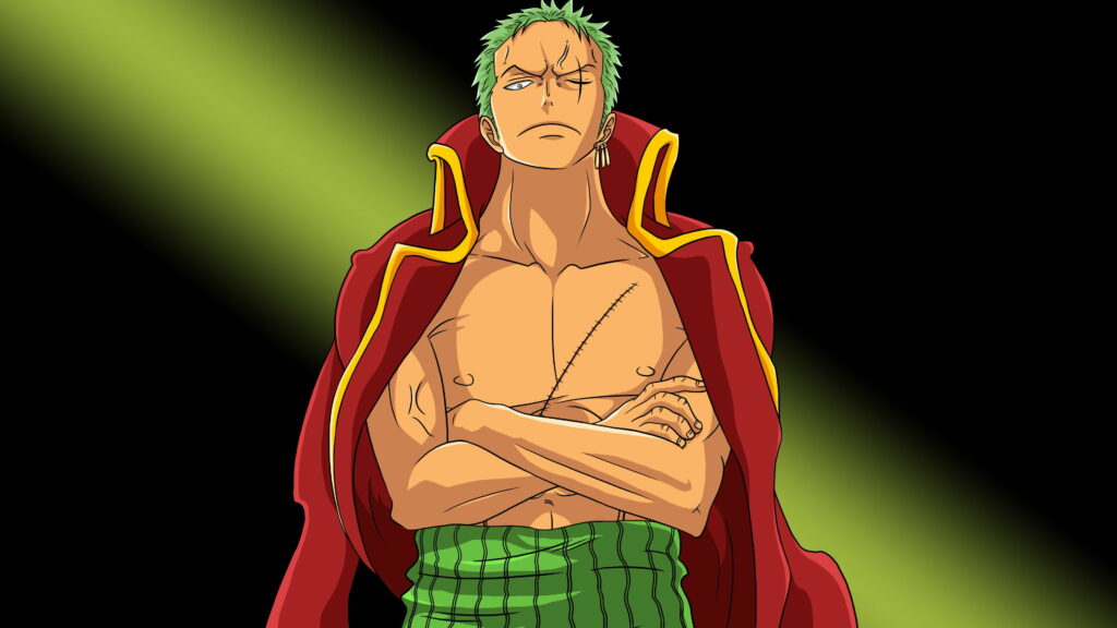 Legendary Swordsman Unleashed: A Majestic 4K Portrait of Roronoa Zoro from the Iconic Anime One Piece Wallpaper