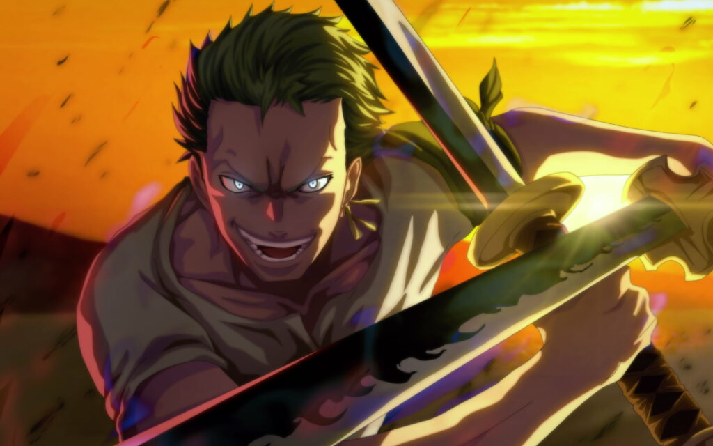 Zoro Roronoa: The Legendary Swordsman - Majestic Manga Art in HD Wallpaper