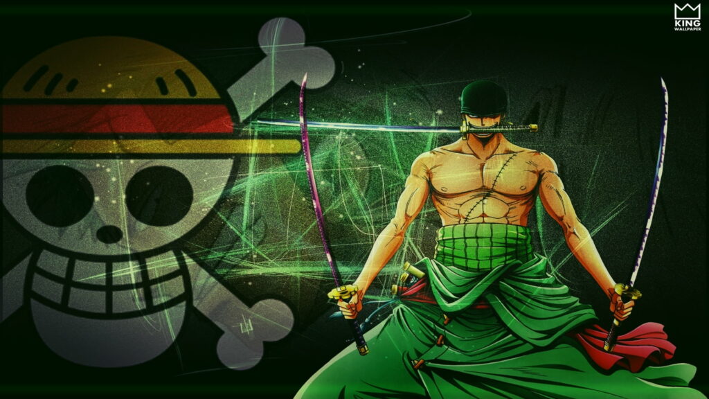 Strongest Swordsmen Unleashed: Zoro Roronoa Wields Power in HD Anime Wallpaper