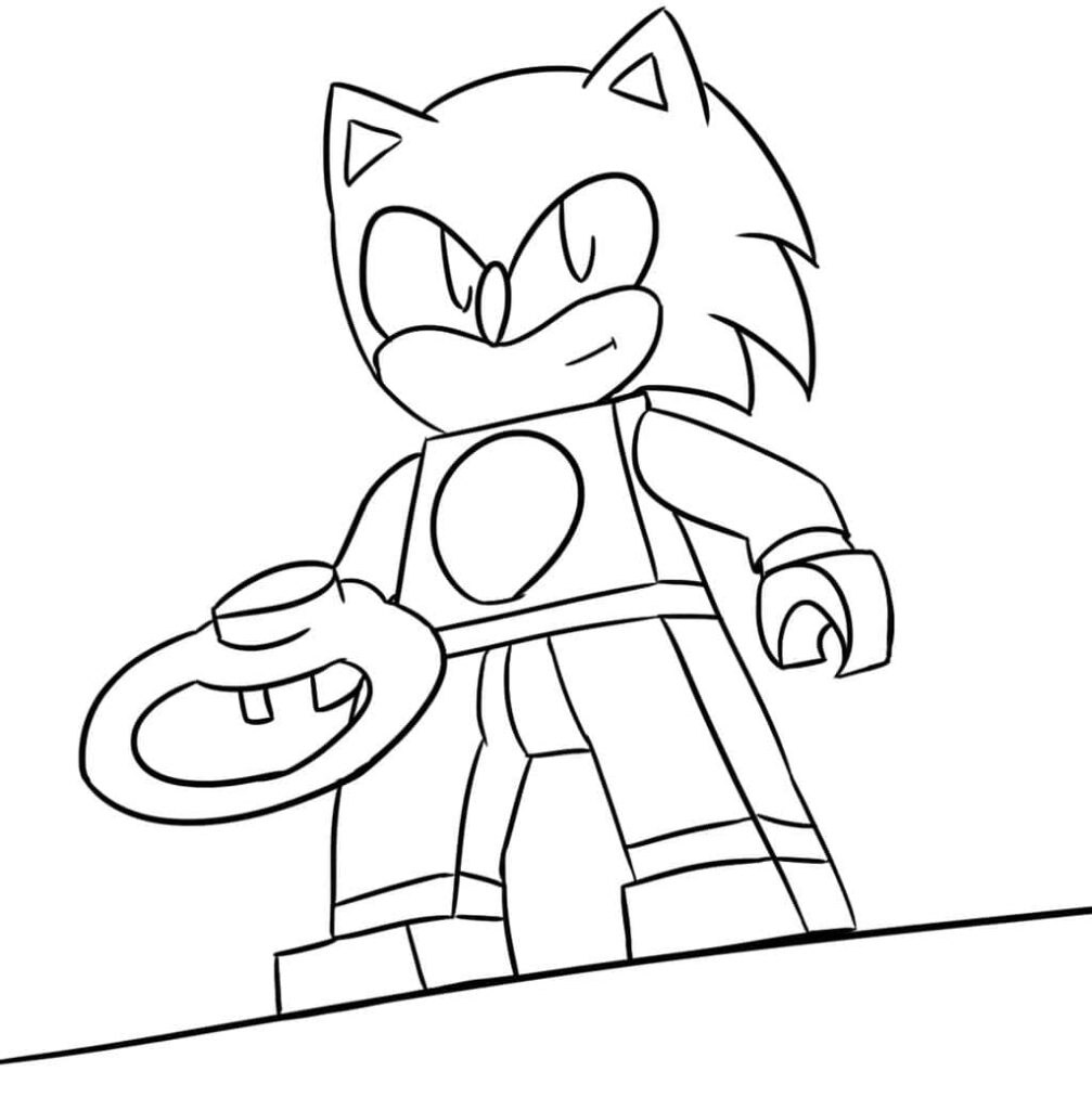 Sonic the Hedgehog Lego Coloring Page: Fun Geometric Design Wallpaper
