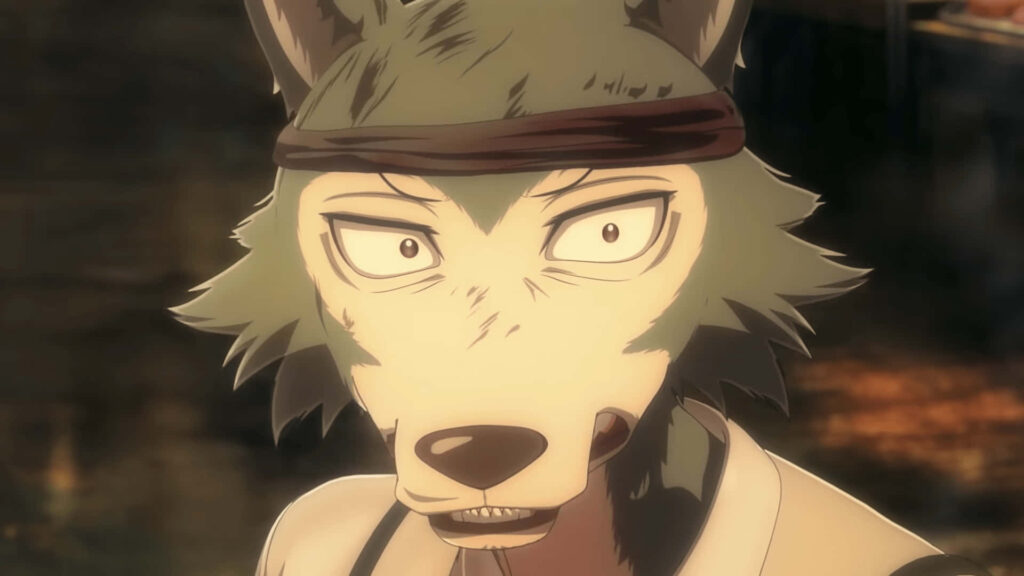 Legoshi Beastars Wallpaper: Stylish Wolf in Bandana & Hat Design