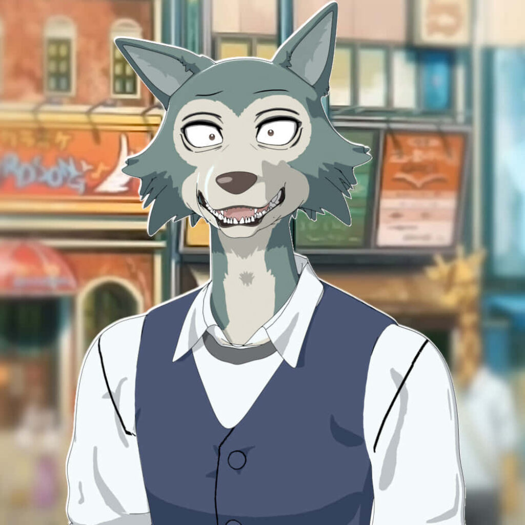 Legoshi Wallpaper: Gentle Beastars Character in Vibrant Urban Setting