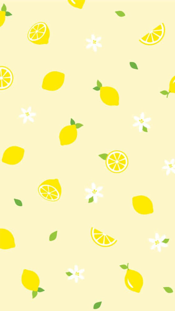Bright Blooms: A Lemon and Flower Wallpaper in Light Yellow