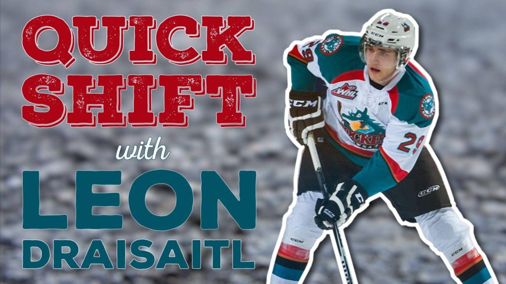 Leon Draisaitl Kelowna Rockets WHL uniform hockey wallpaper Quick Shift typography background