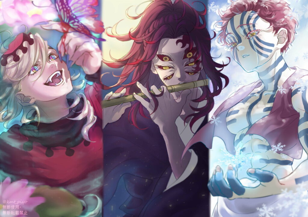 Supreme Demons Roam: Majestic Anime Wallpaper featuring Kokushibo and Doma from Demon Slayer Kimetsu no Yaiba
