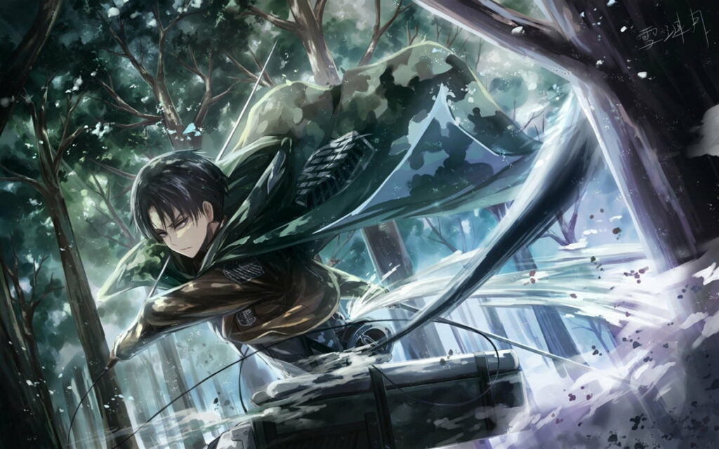 Levi Ackerman, The Determined Protagonist, Emerges Victorious in the Enchanting Forest: HD Anime Wallpaper