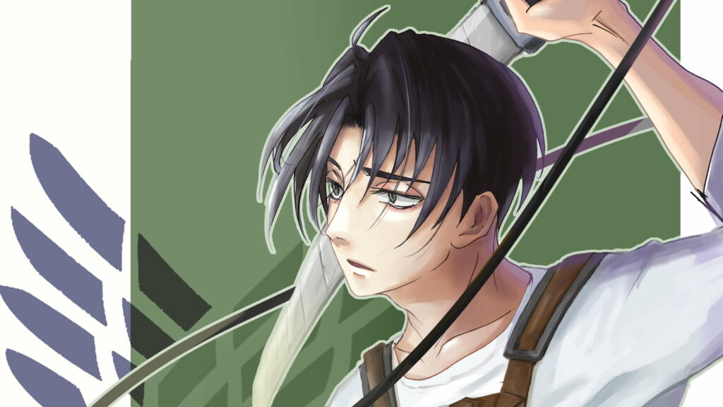Levi Ackerman's Formidable Blade: A Wielder's Waltz in Anime Masterpiece Wallpaper