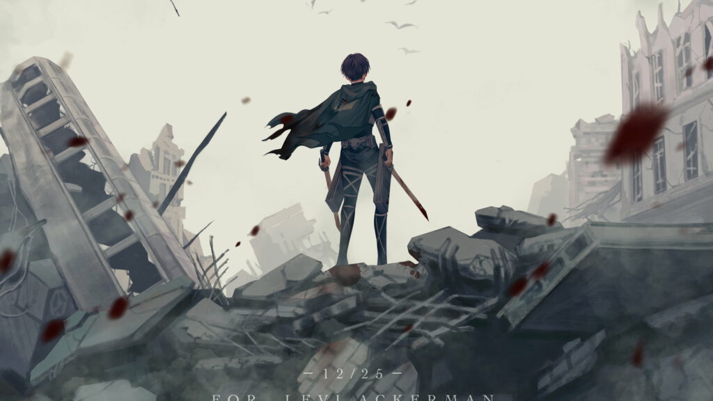 Levi Ackerman's Intense Gaze Captured in Astonishing 5K Backdrop Wallpaper
