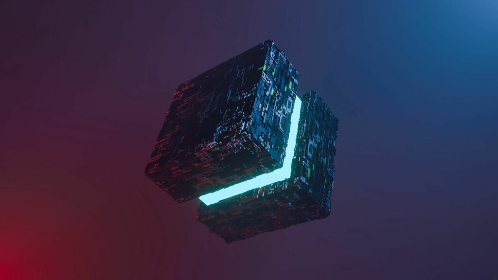 Futuristic Levitating Cubes Wallpaper with Gradient Background