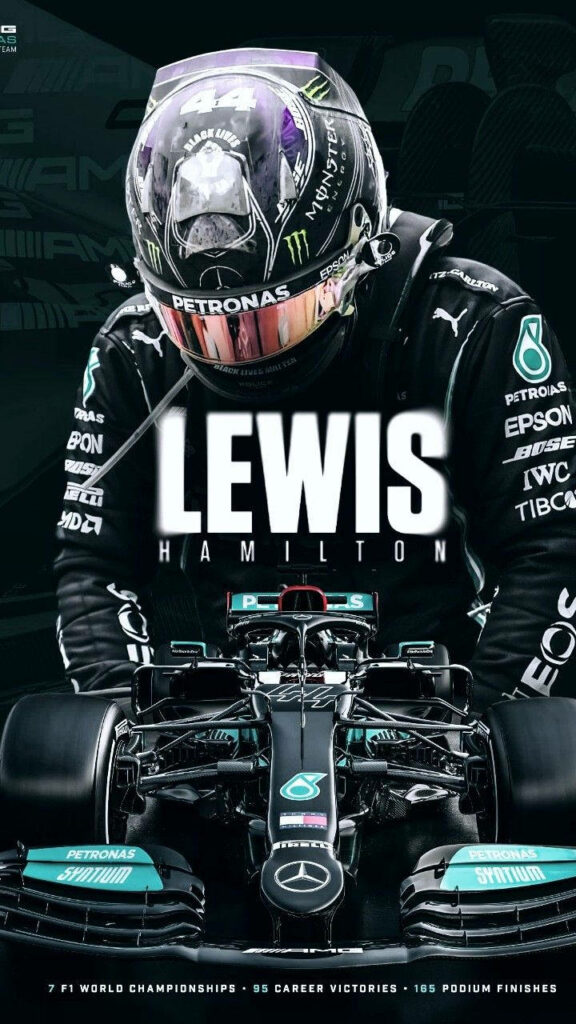 Dynamic Lewis Hamilton Phone Wallpaper: F1 Racing Achievements