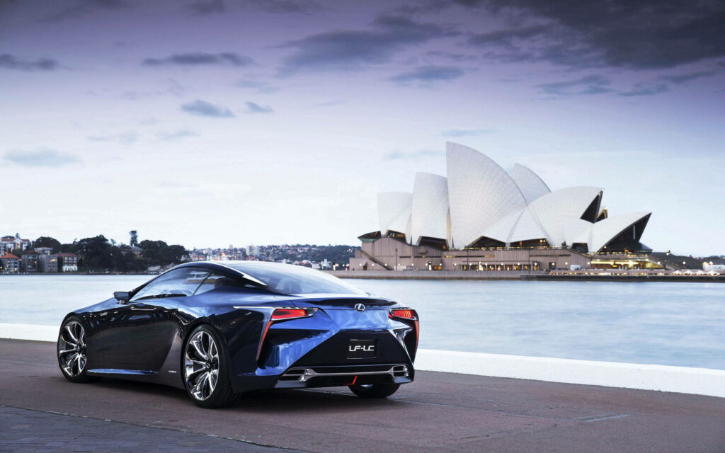 Sleek Lexus LC500 Wallpaper with Sydney Opera House Background