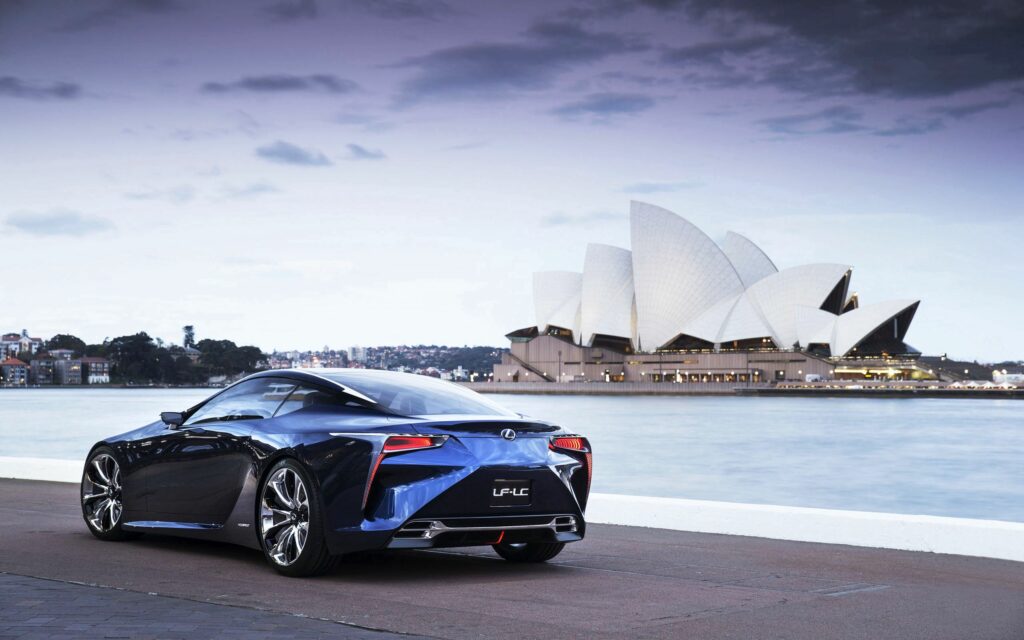 Sleek Lexus LF-LC Wallpaper with Sydney Opera House Background