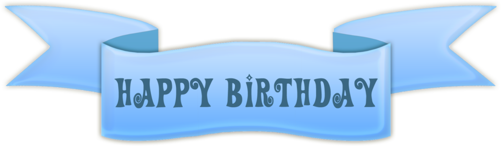 Playful Light Blue Happy Birthday Banner with 3D Ribbon Effect Wallpaper
