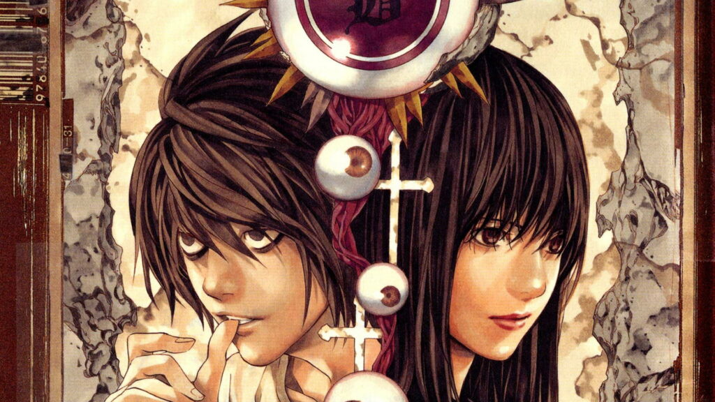 Unveiling Shadows: Light Yagami and Naomi Misora in Death Note's Spellbinding Anime World Wallpaper