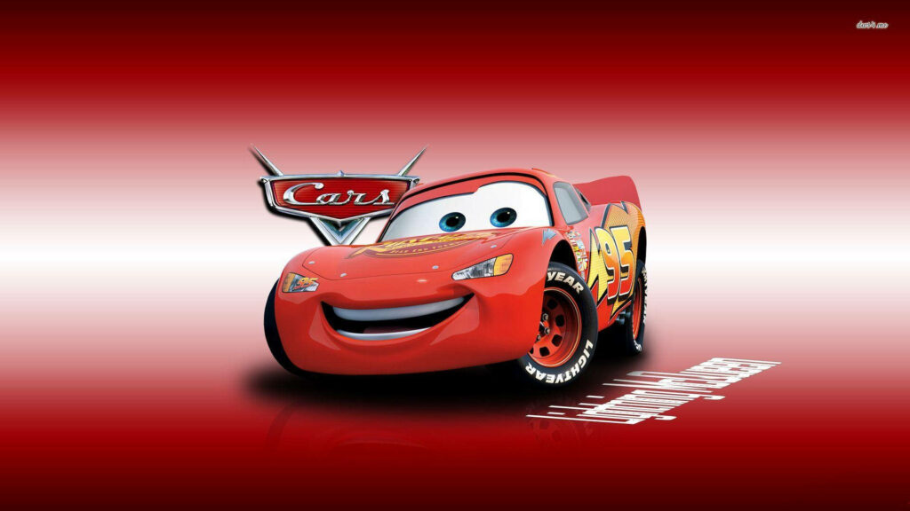 Lightning McQueen vibrant red wallpaper Cars movie logo dynamic digital artwork background