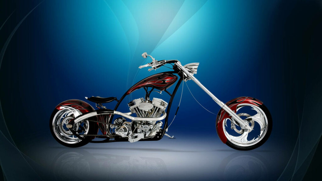 Stunning Lightning Red Chopper Wallpaper with Fiery Accents