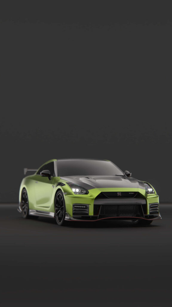 Lime green sports car with black accents on dark background showcasing speed and power wallpaper
