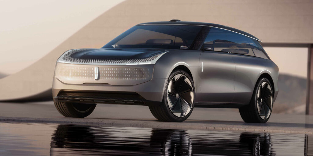 Lincoln Zero Emissions Star Concept Car futuristic design with LED lighting luxury electric vehicle Wallpaper