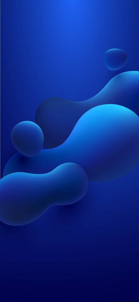 Liquid blue iPhone wallpaper with smooth 3D abstract fluid shapes and deep cobalt gradients