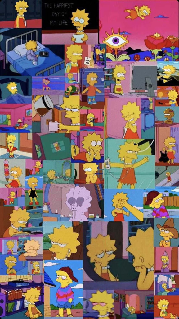 Lisa Simpson Collage Wallpaper: Moments of Sadness & Reflection