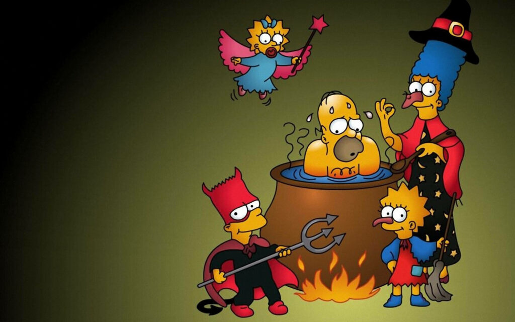 Lisa Simpson Witch Wallpaper with Halloween Family Costumes