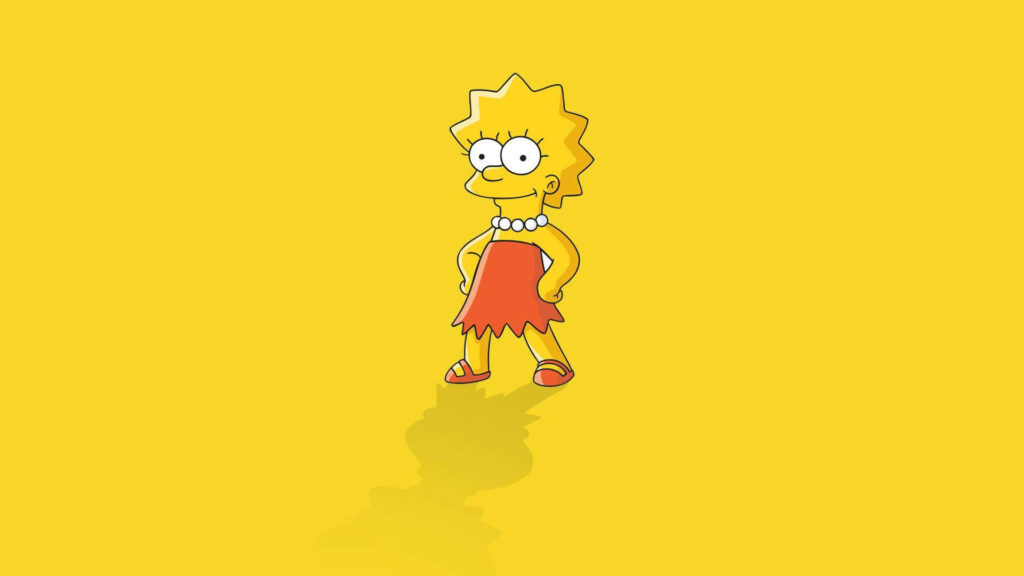 Lisa Simpson's Bold Power Pose on Vibrant Yellow Wallpaper