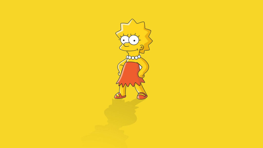 Lisa Simpson: Bright and Solo on a Simpsons Yellow Canvas Wallpaper