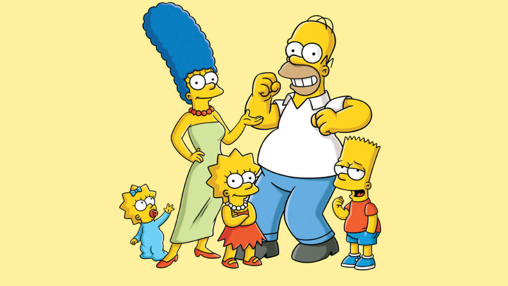 Confident Lisa Simpson with Family - Bright Yellow Wallpaper Background