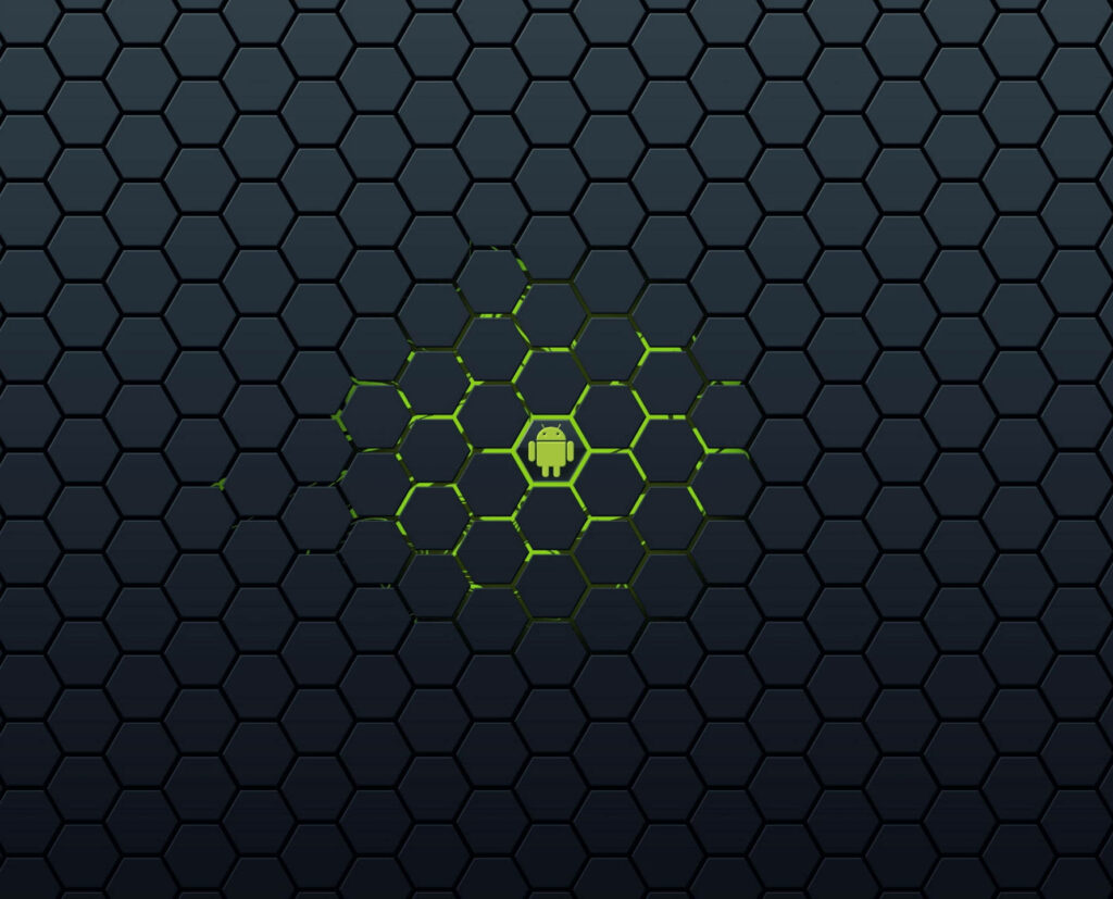 Honeycomb Harmony: Vibrant Android Emblem in Green on Desktop Wallpaper