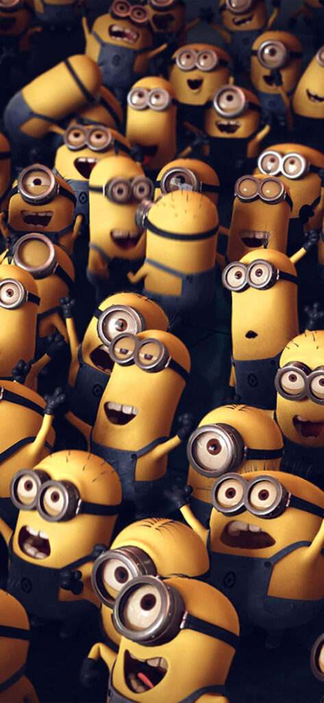 Cheerful Minions iPhone Wallpaper: Playful & Energetic Background
