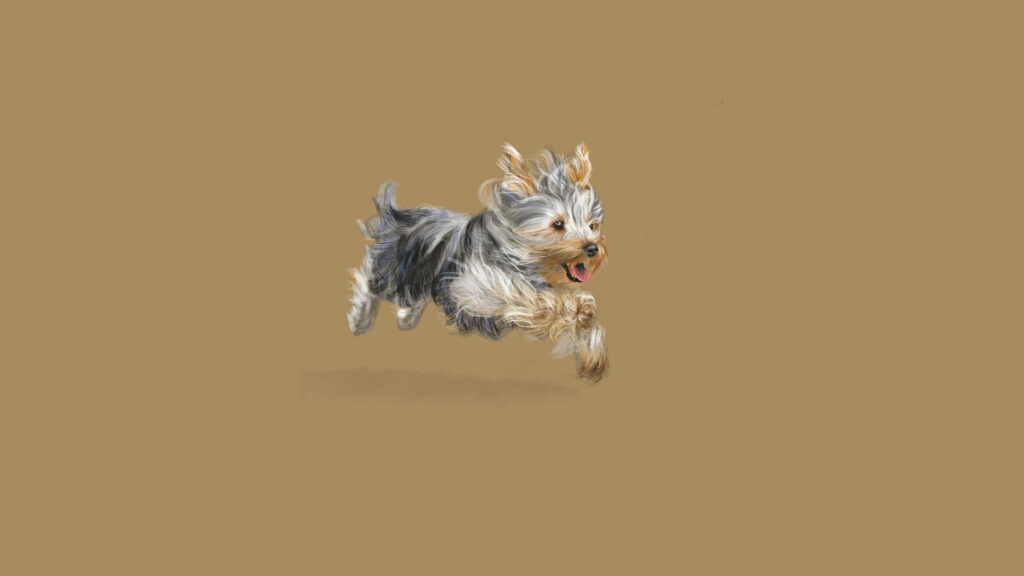 Vibrant Yorkshire Terrier Digital Art Wallpaper - Energetic Charm