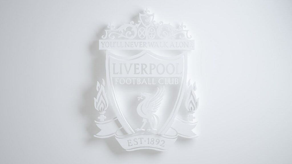 Minimalist monochrome Liverpool Football Club wallpaper with Liver bird and Youll Never Walk Alone banner