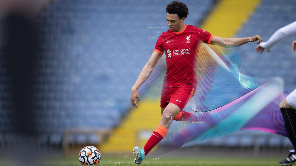 Liverpool Player in Action: Dynamic Wallpaper with Football Analysis
