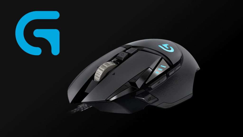 Logitech G502 Hero gaming mouse on dark background showing ergonomic design and customizable buttons Wallpaper