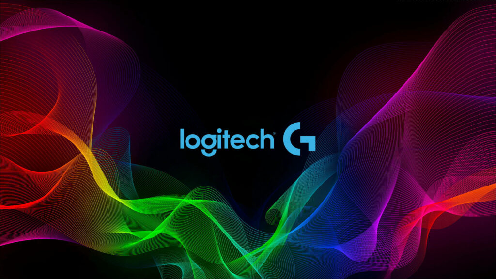 Logitech's Vibrant RGB Smoke: An Artistic Wallpaper Embracing Brand Identity with the Logo at the Center on a Black Background