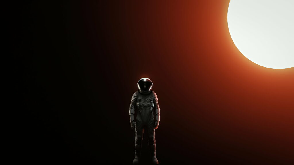 Lost in the Shadows: A Solitary Astronaut's Journey Wallpaper