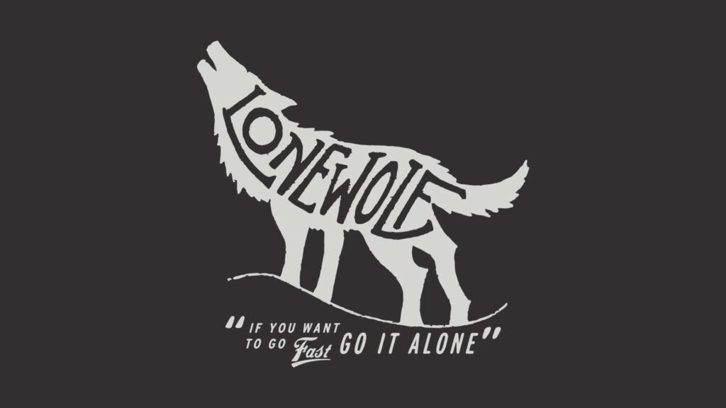 Minimalist Typography Wallpaper: Lone Wolf Silhouette Design