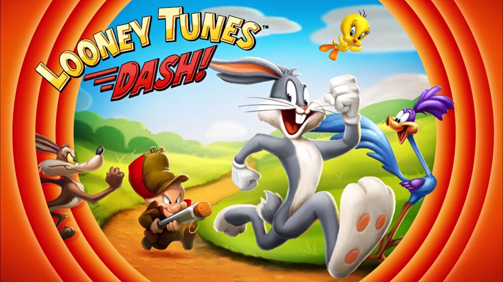 Looney Tunes Dash wallpaper with Bugs Bunny Road Runner Tweety and Wile E Coyote racing colorfully