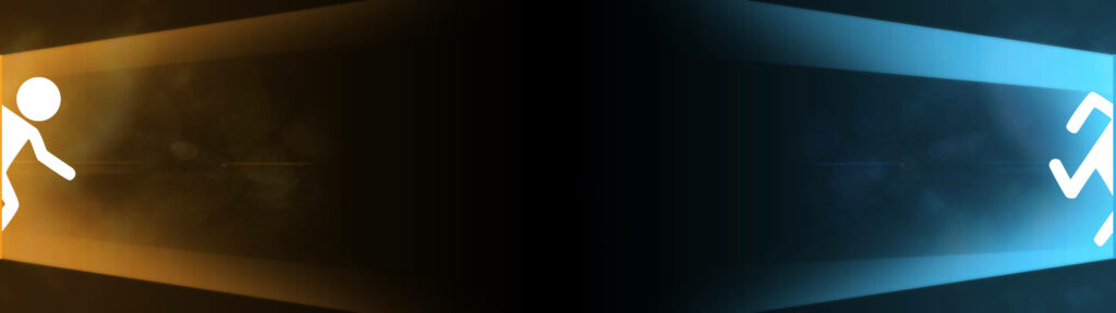 The Endless Loop: A Captivating Graphic portraying the Human Trapped within an Escaping Dual Screen Portal Wallpaper