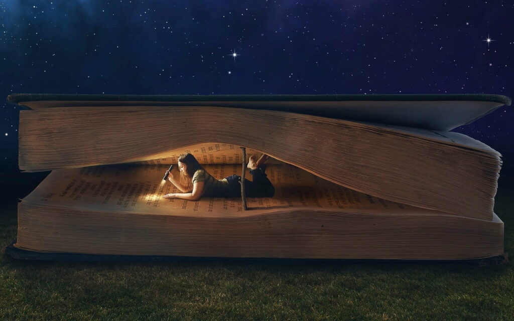 Fantastical Adventures: A Big Book Under the Starry Night Sky - HD Wallpaper