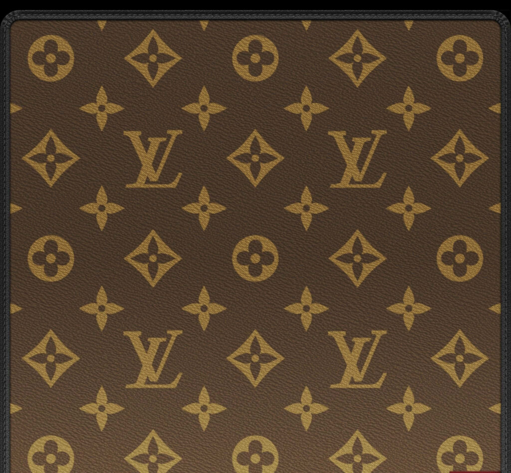 Louis Vuitton wallpaper with classic brown tones signature LV monogram and floral motifs background