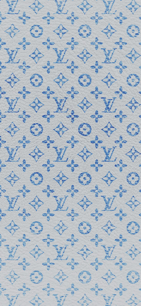 Louis Vuitton iPhone wallpaper blue LV monogram pattern textured white background luxury design