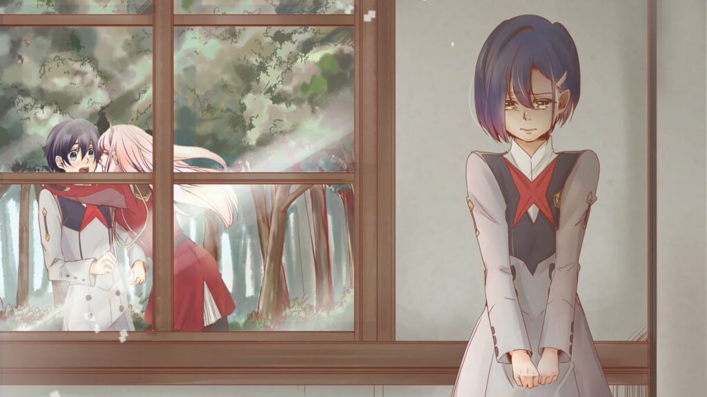 Bound by Love and Desperation: Ichigo Yearning for Hiro from Within Room Zero Two Wallpaper
