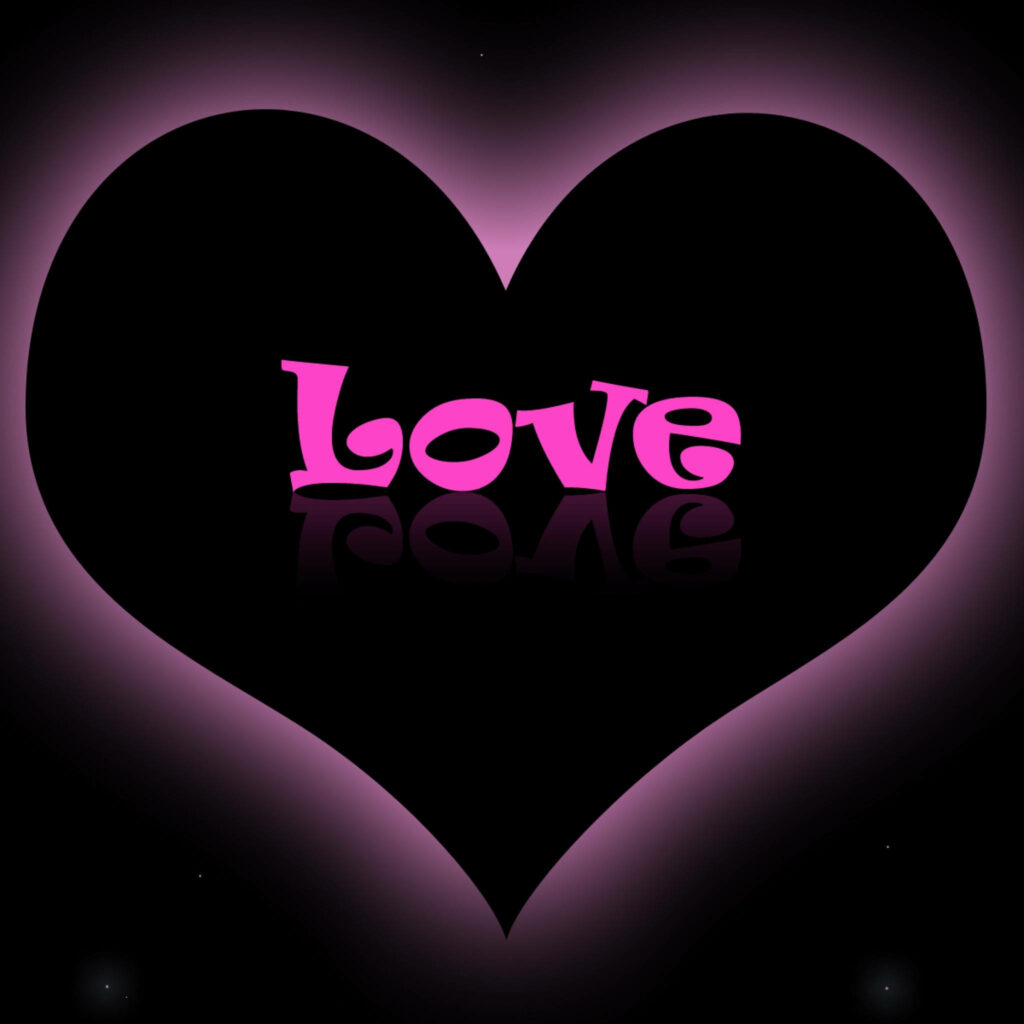 Passionate Love: Embracing a Noir Heart on Pink Horizon - Intense Computer Wallpaper
