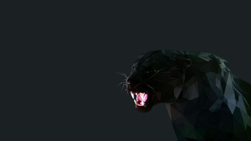 Low-Poly Black Panther Wallpaper: Fierce Geometric Art Background