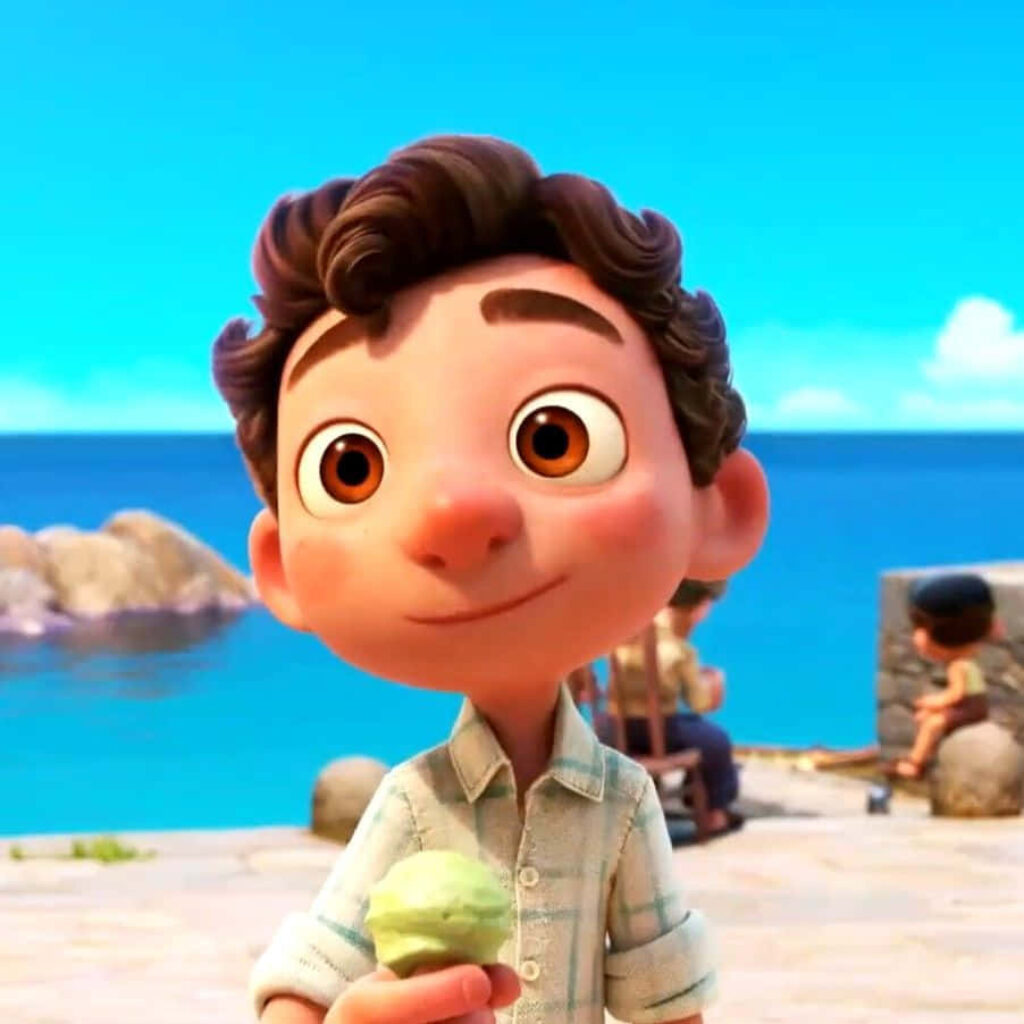 Luca Seaside Wallpaper: Joyful Friendship with Ice Cream Background