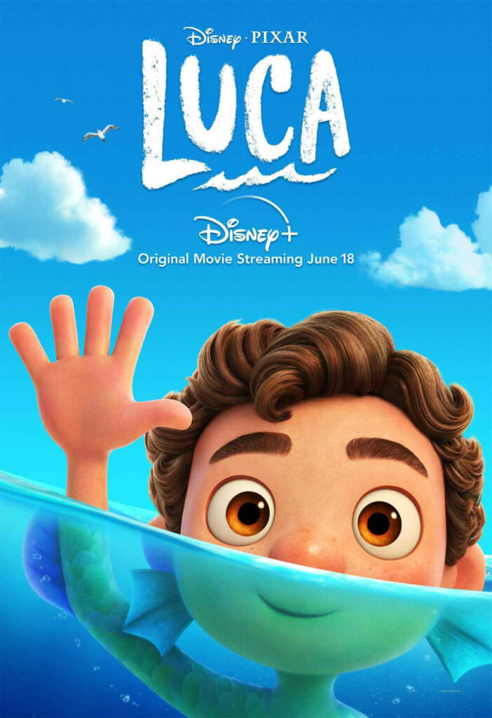 Luca's Aquatic Transformation: A Pixar Delight Immersed in Water Wallpaper