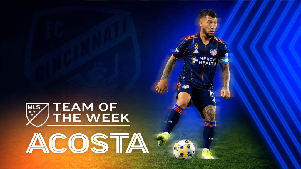 Luciano Acosta FC Cincinnati in navy kit dynamic action MLS Team of the Week wallpaper background